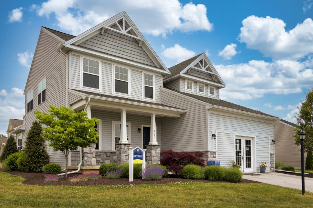 Deerfield model home under a blue sky