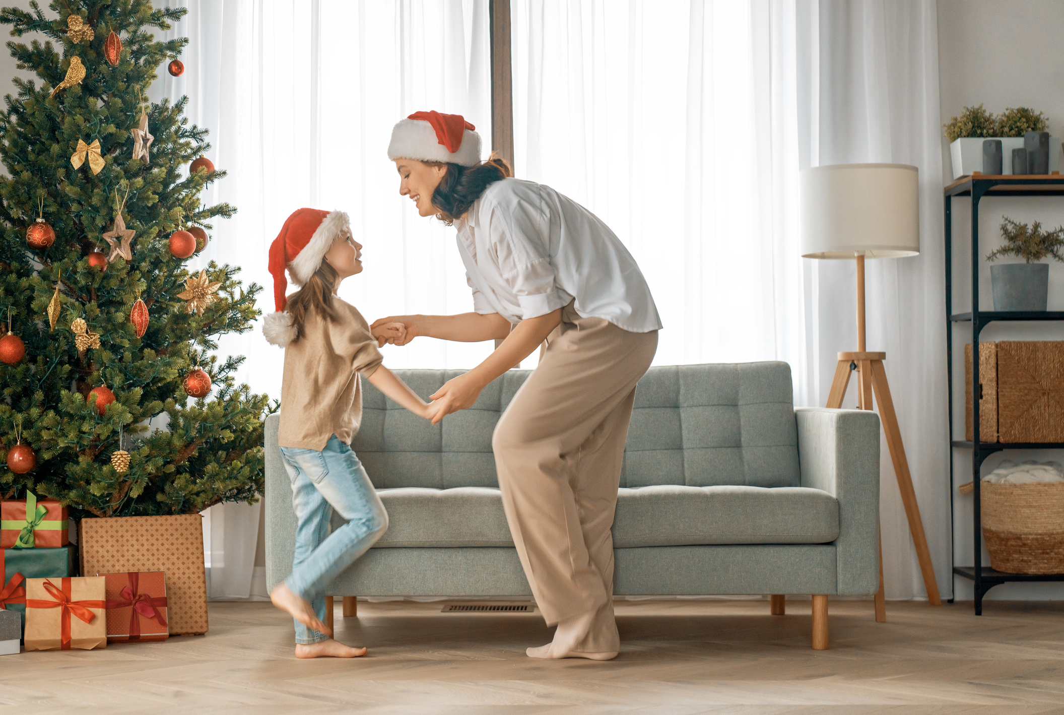 family celebrating Christmas