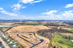 Aerial view of a new development with two culdesacs and no homes yet