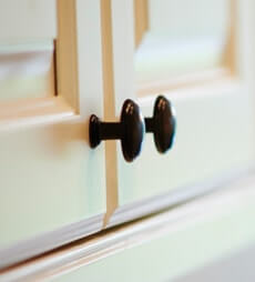 Kitchen door pulls - brushed knickel - on white cabinets