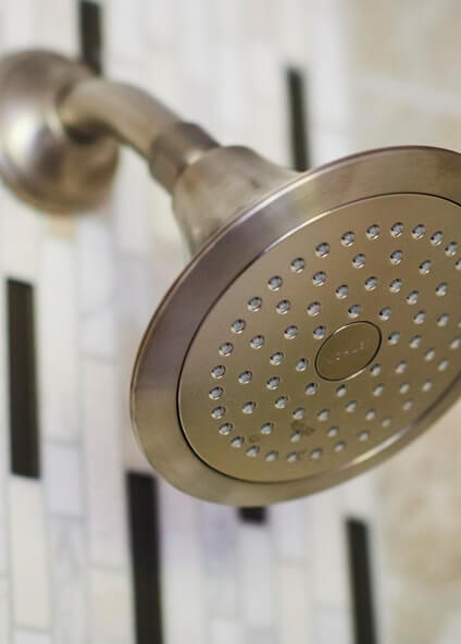 Chrome shower head detail